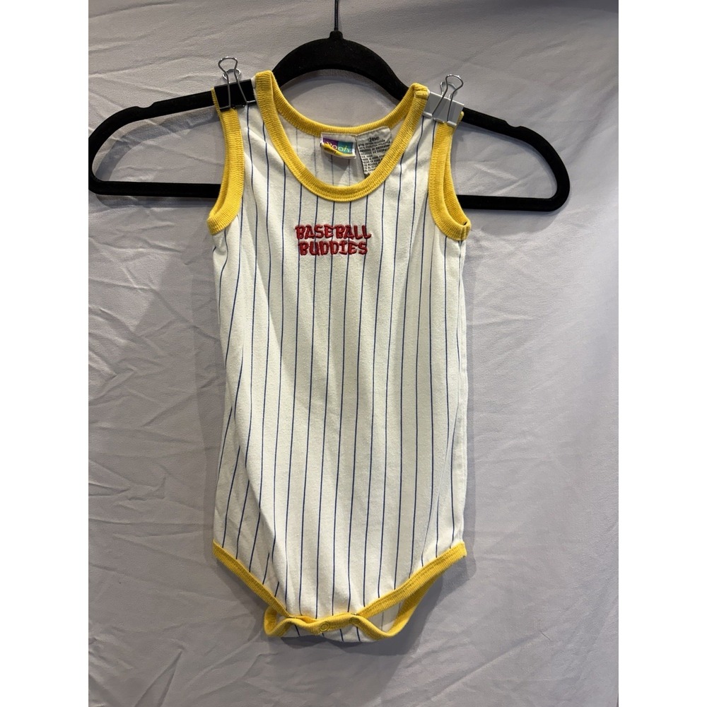 Vintage Y2K Disney Winnie the Pooh Baseball Pinstripe Baby One Piece 24 Months
